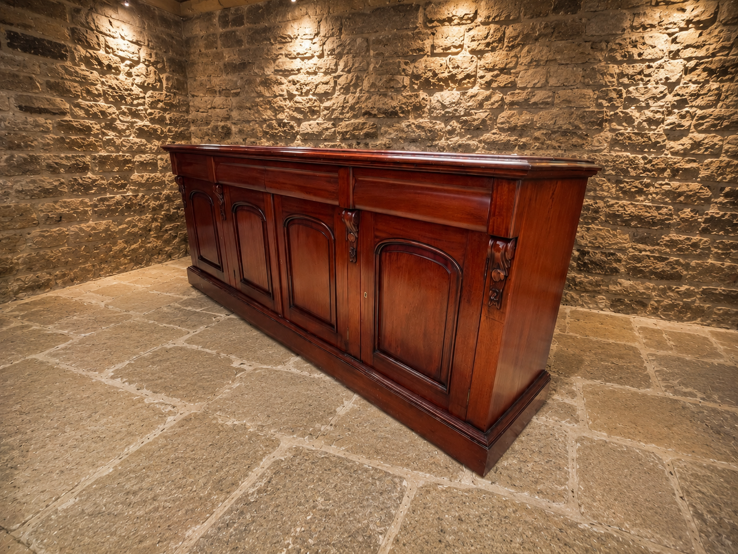 Victorian Mahogany Shop Counter Base | Antique Commercial Cabinet | Kitchen Island Base