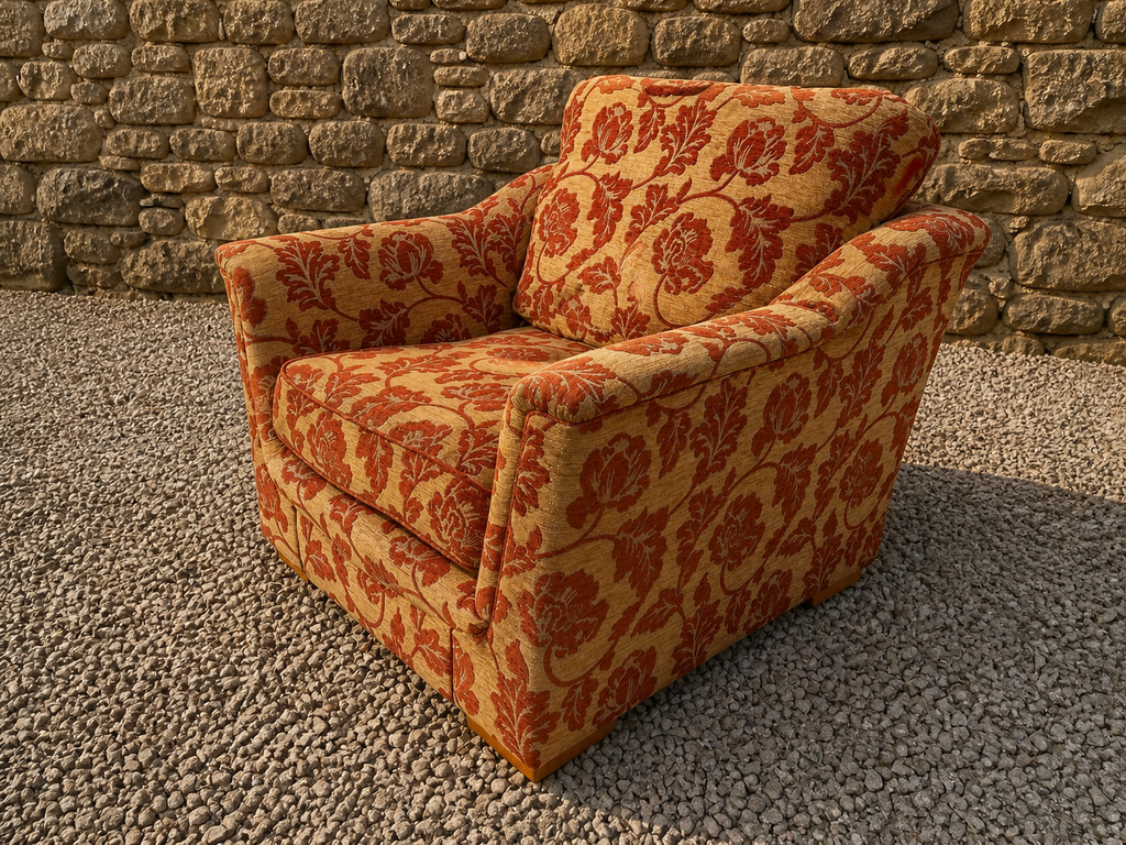 Vintage Patterned Armchair – Country House Style Statement Accent Chair