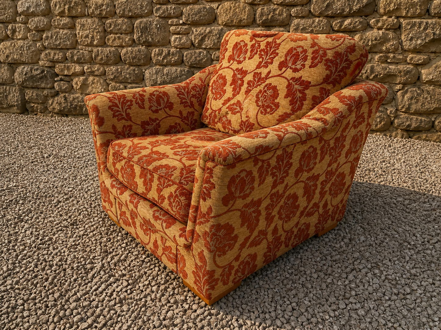 Vintage Patterned Armchair – Country House Style Statement Accent Chair