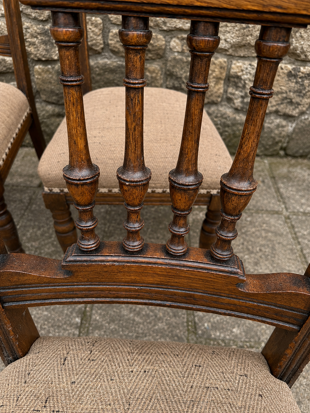 Antique Victorian Oak Dining Chairs – Set of Four – c.1900