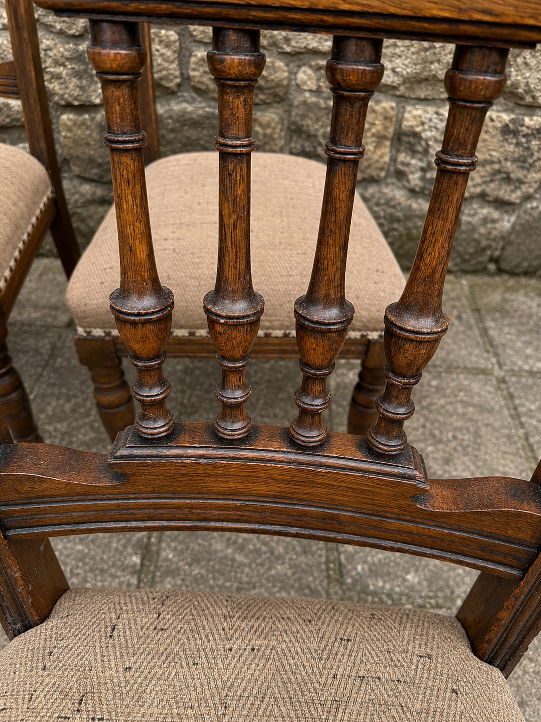 Antique Victorian Oak Dining Chairs – Set of Four – c.1900