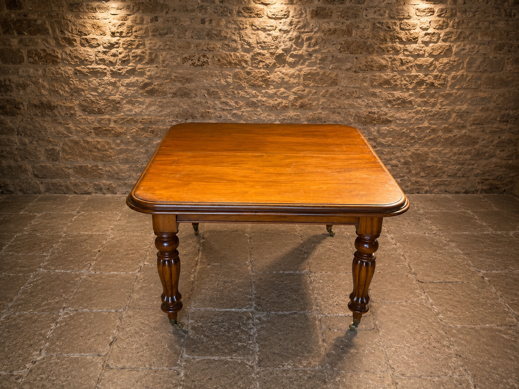Victorian Walnut Extending Dining Table with Original Castors | Antique 19th Century Dining Table