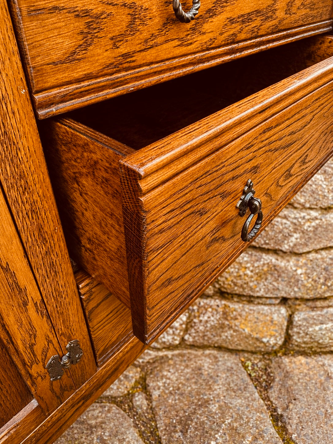 Vintage Oak Jacobean Style Sideboard