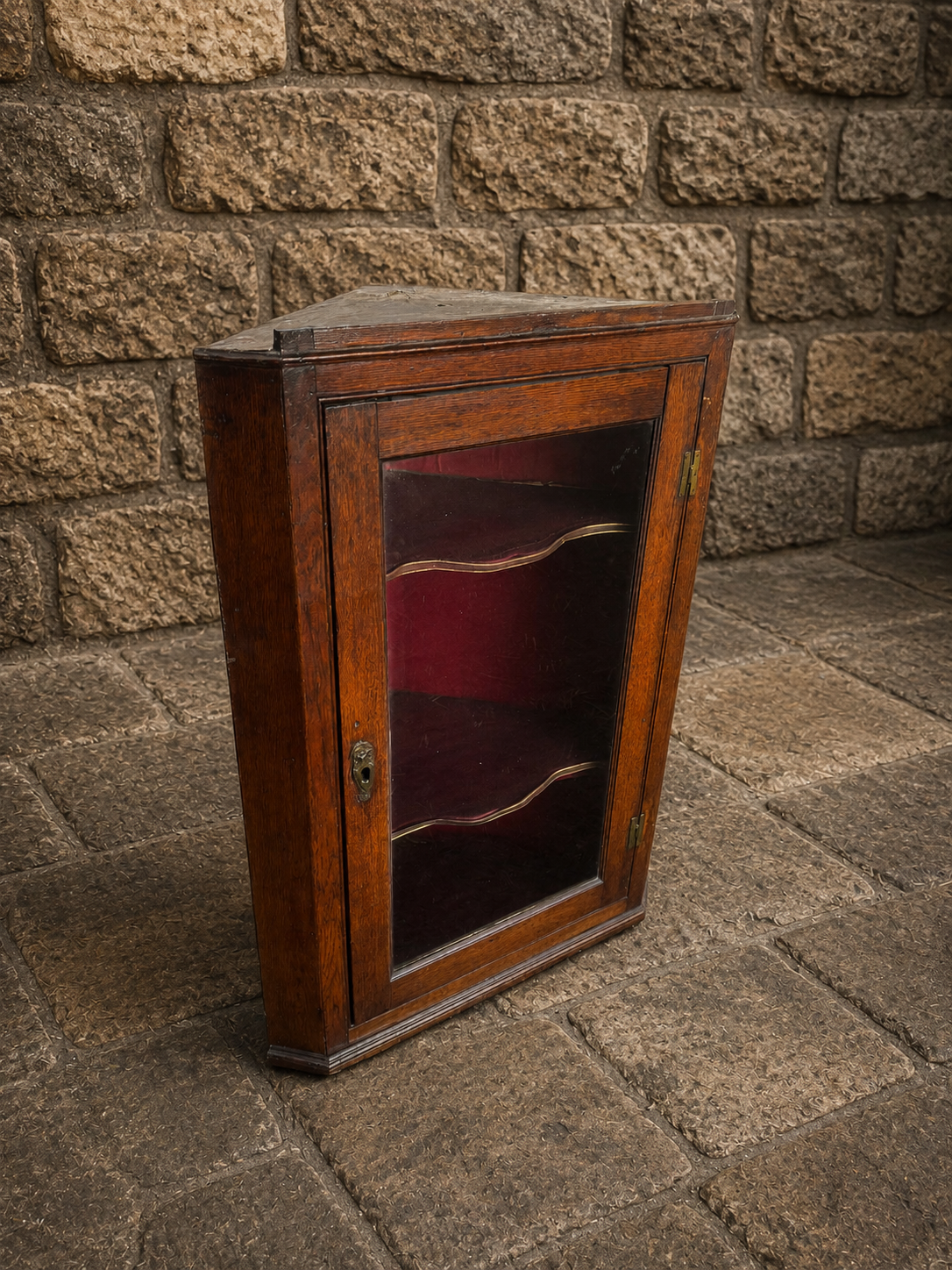 Antique Oak Corner Display Cabinet c1900