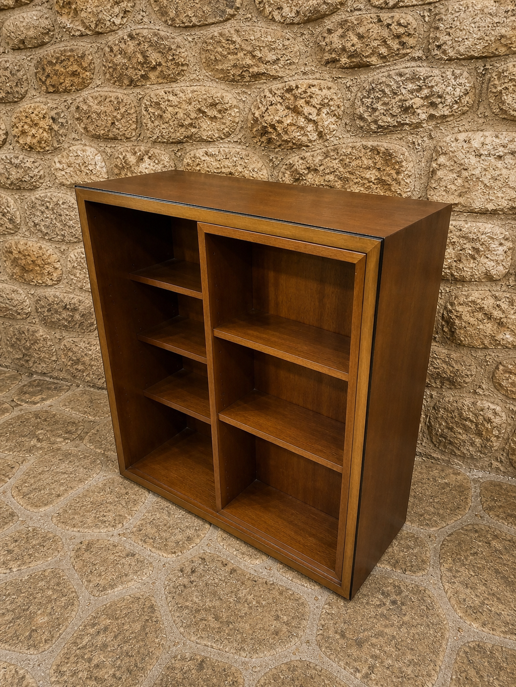 Mahogany Open Bookcase Shelving Unit – Vintage Style Low Storage