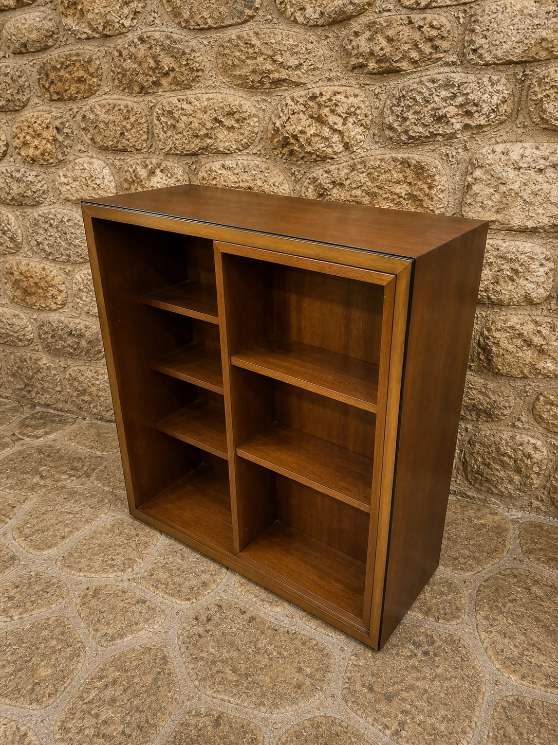 Mahogany Open Bookcase Shelving Unit – Vintage Style Low Storage