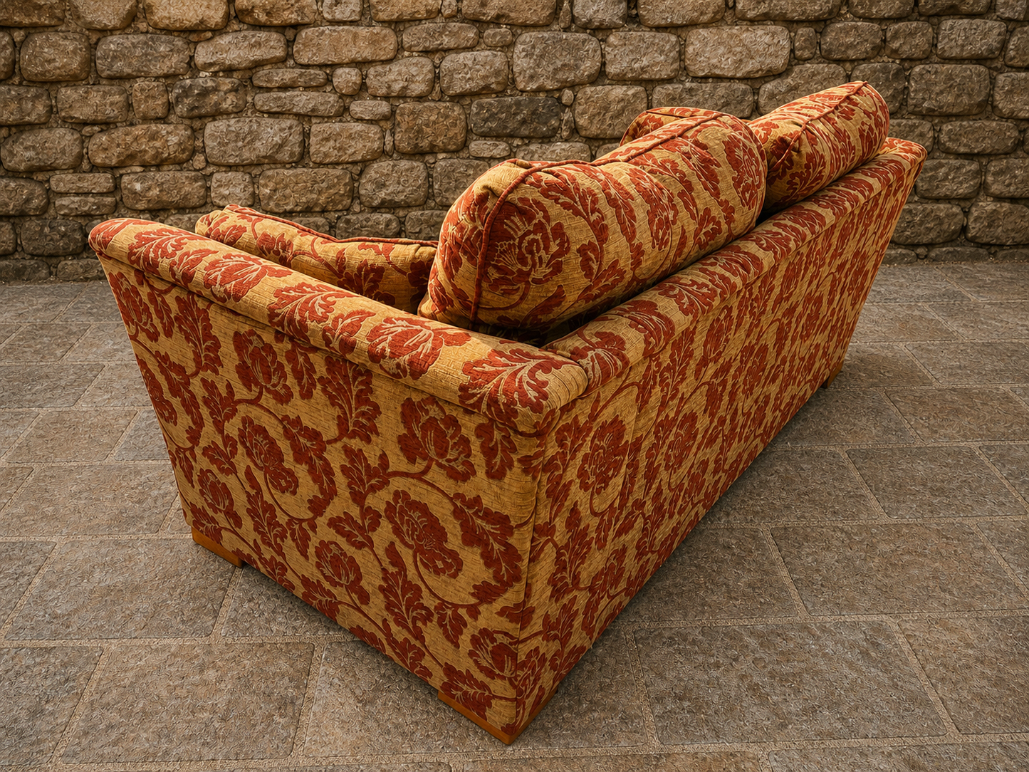 Vintage Patterned Two Seater Sofa – Country House Style Upholstered Couch