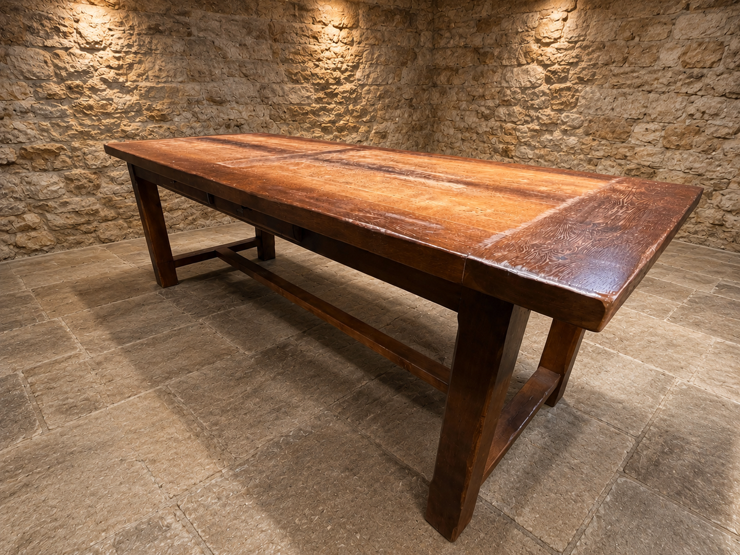Antique Arts & Crafts Oak Refectory Dining Table – Large English Country House Table