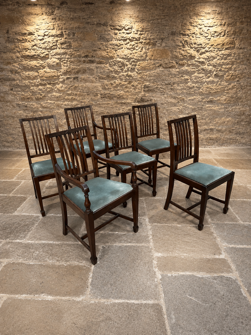 Set of Six Antique Edwardian Mahogany Dining Chairs – Two Carvers – Circa 1910