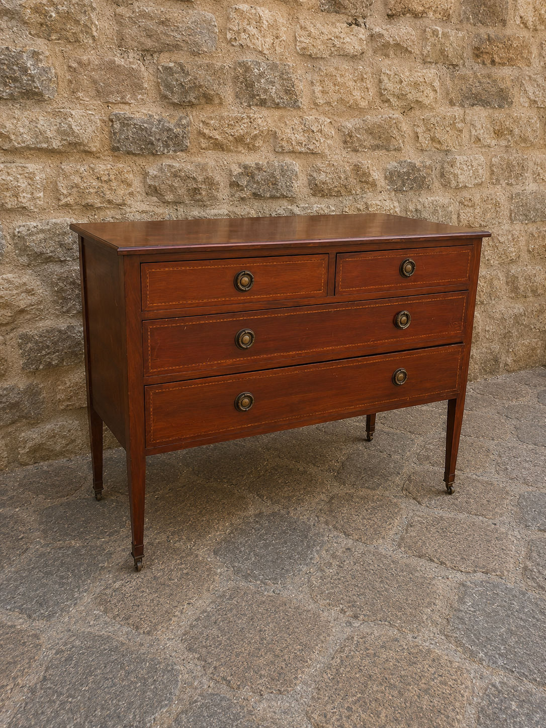 Regency Mahogany Chest of Drawers with Original Brass Castors c.1800–1825