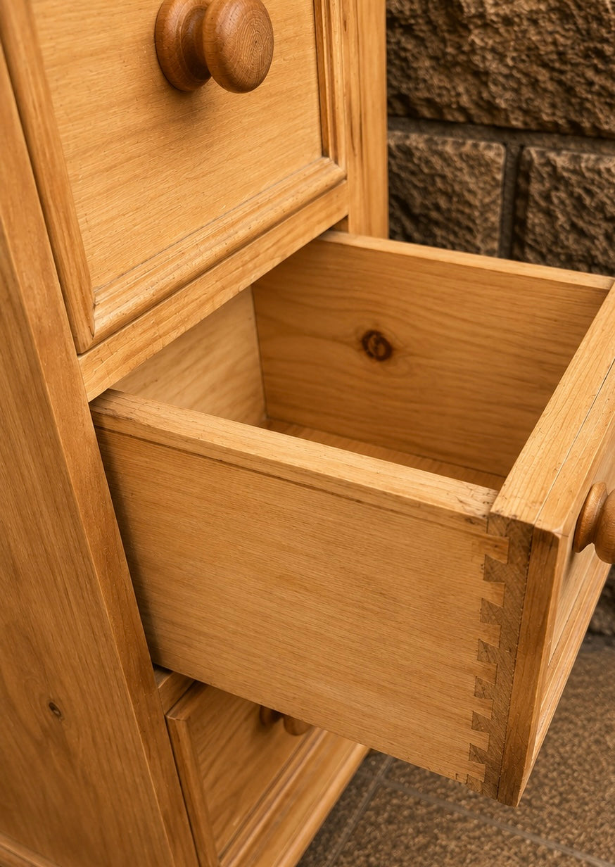 Vintage Solid Pine 7 Drawer Wardrobe | Rustic Farmhouse Armoire | Solid Wood Bedroom Storage
