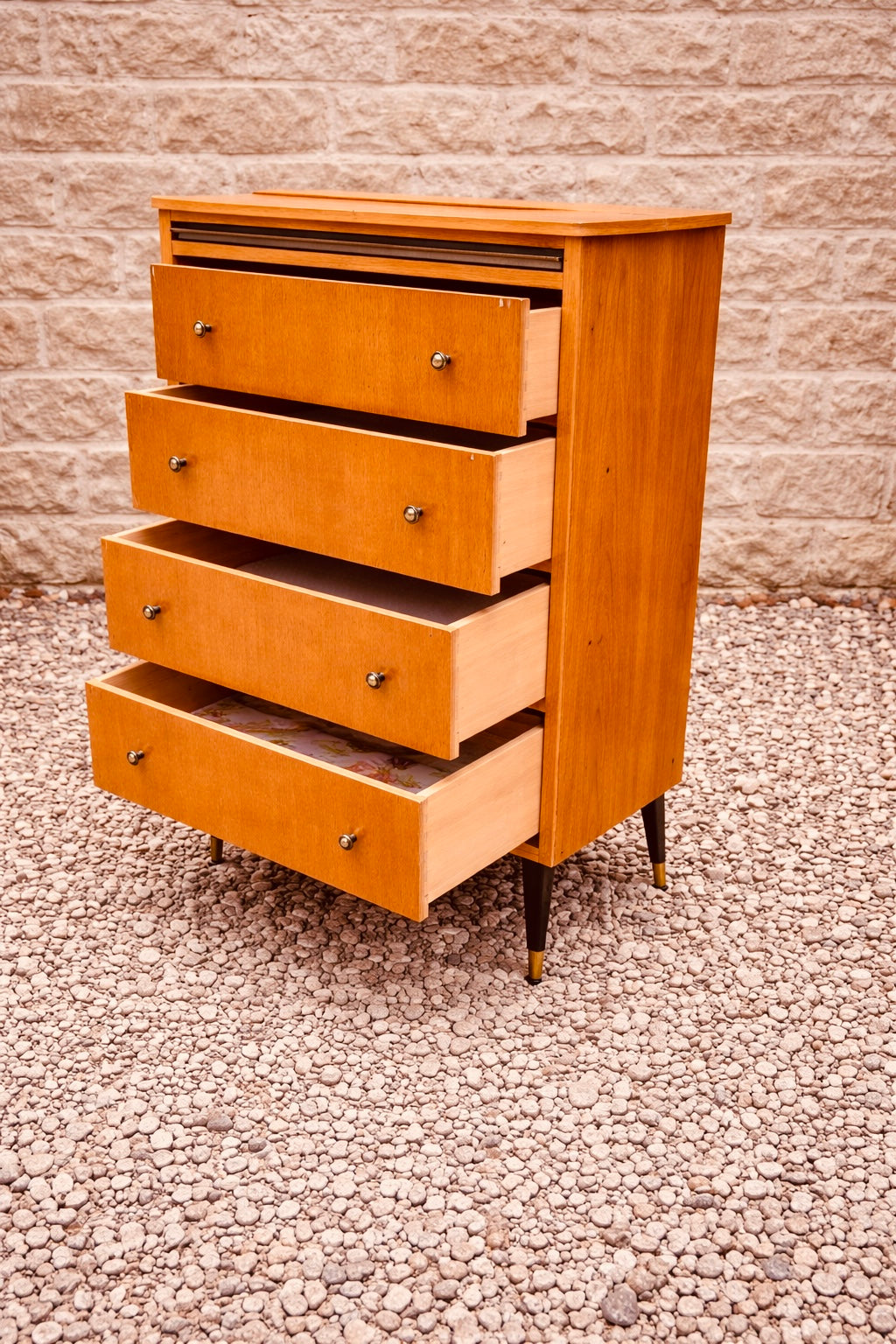 Mid Century Teak Chest of Drawers – 1960s Scandinavian Style Tallboy