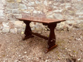 Vintage Solid Oak Trestle Table – Rustic Farmhouse Console