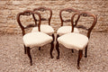 Set of 4 Vintage French Style Dining Chairs, Cabriole Leg Walnut Chairs, Louis XV Influence (1930s)