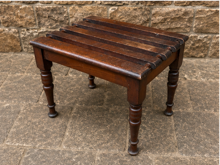 Antique Mahogany Luggage Rack | Edwardian Slatted Bedroom Stool c.1900–1925