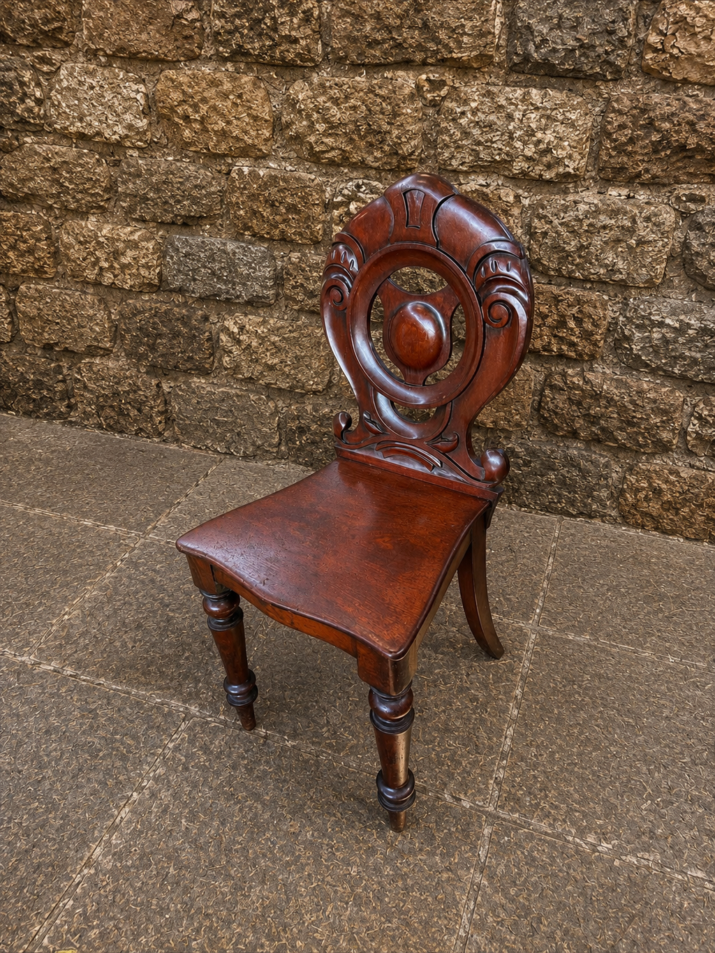Antique Victorian Mahogany Hall Chair c1860