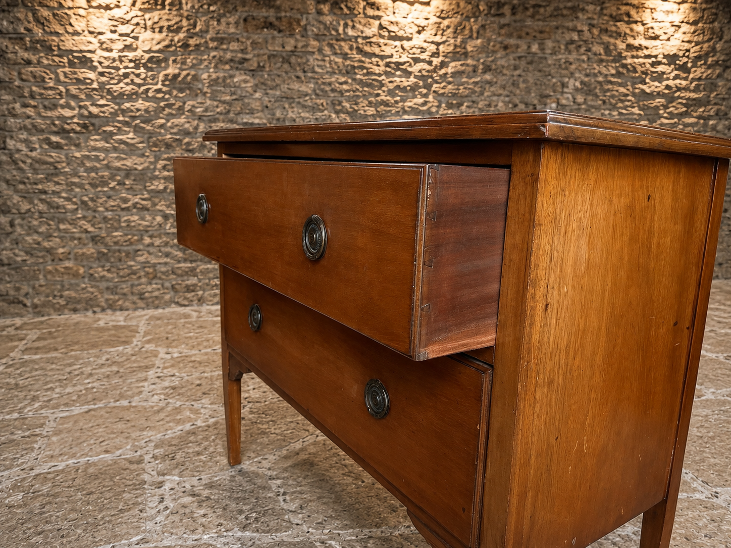 Antique Georgian Mahogany Two Drawer Chest of Drawers | Early 19th Century Bedside Chest | c.1810–1830