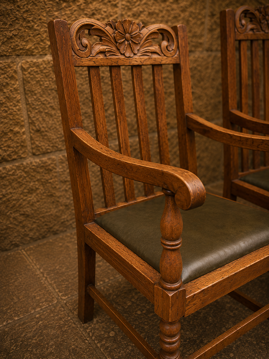 Set of Six Antique Arts & Crafts Oak Dining Chairs