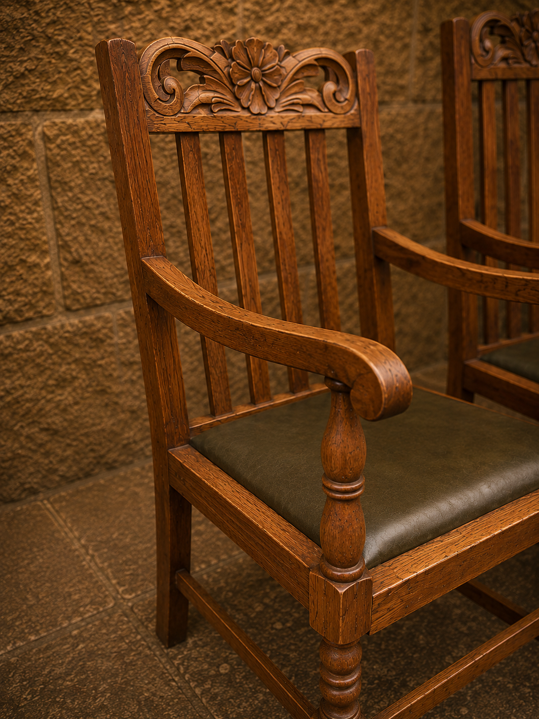 Set of Six Antique Arts & Crafts Oak Dining Chairs