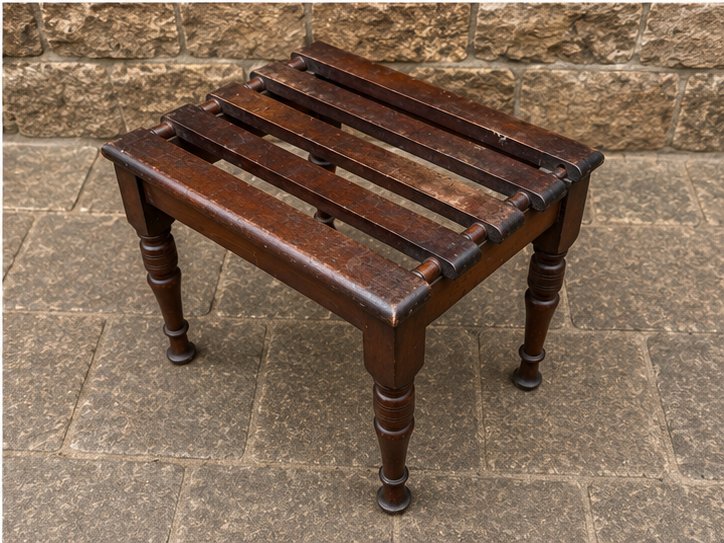 Antique Mahogany Luggage Rack | Edwardian Slatted Bedroom Stool c.1900–1925