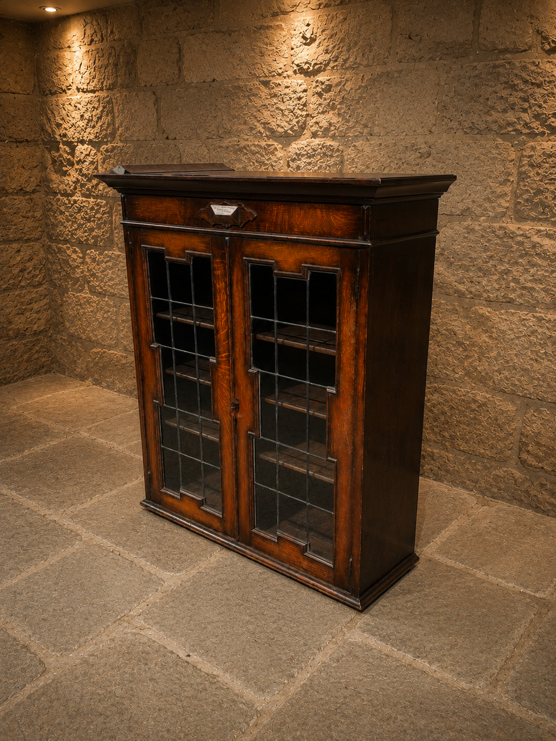 Antique Edwardian Oak Leaded Glass Bookcase – The Globe Furnishing Co. Preston, Circa 1910