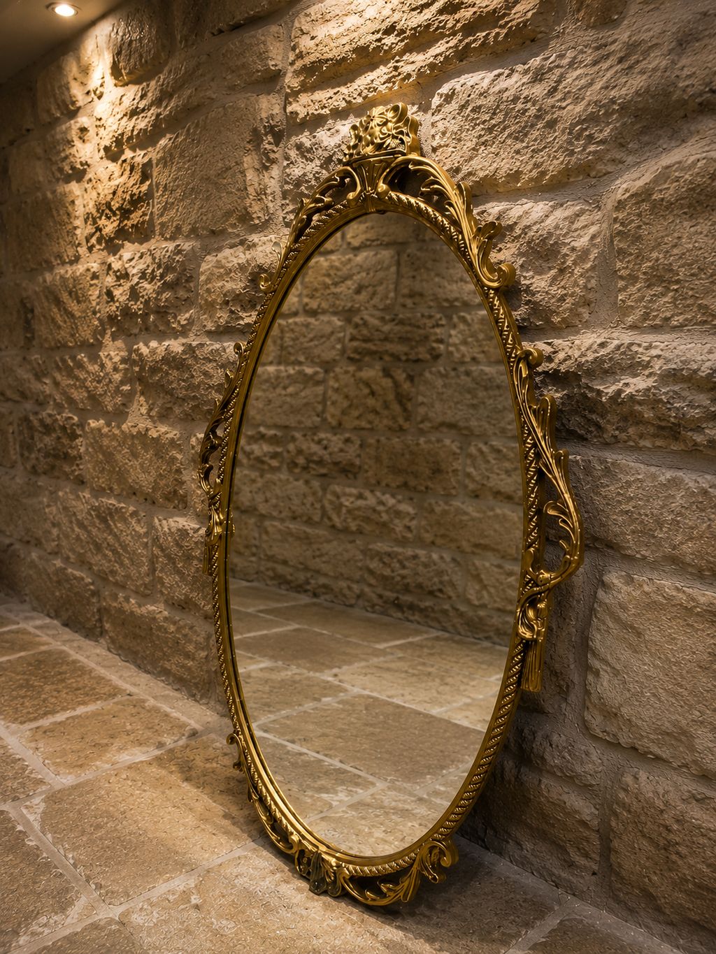 Large Ornate Gilt Rococo Revival Oval Wall Mirror – Victorian Style French Louis XV Decorative Gold Mirror