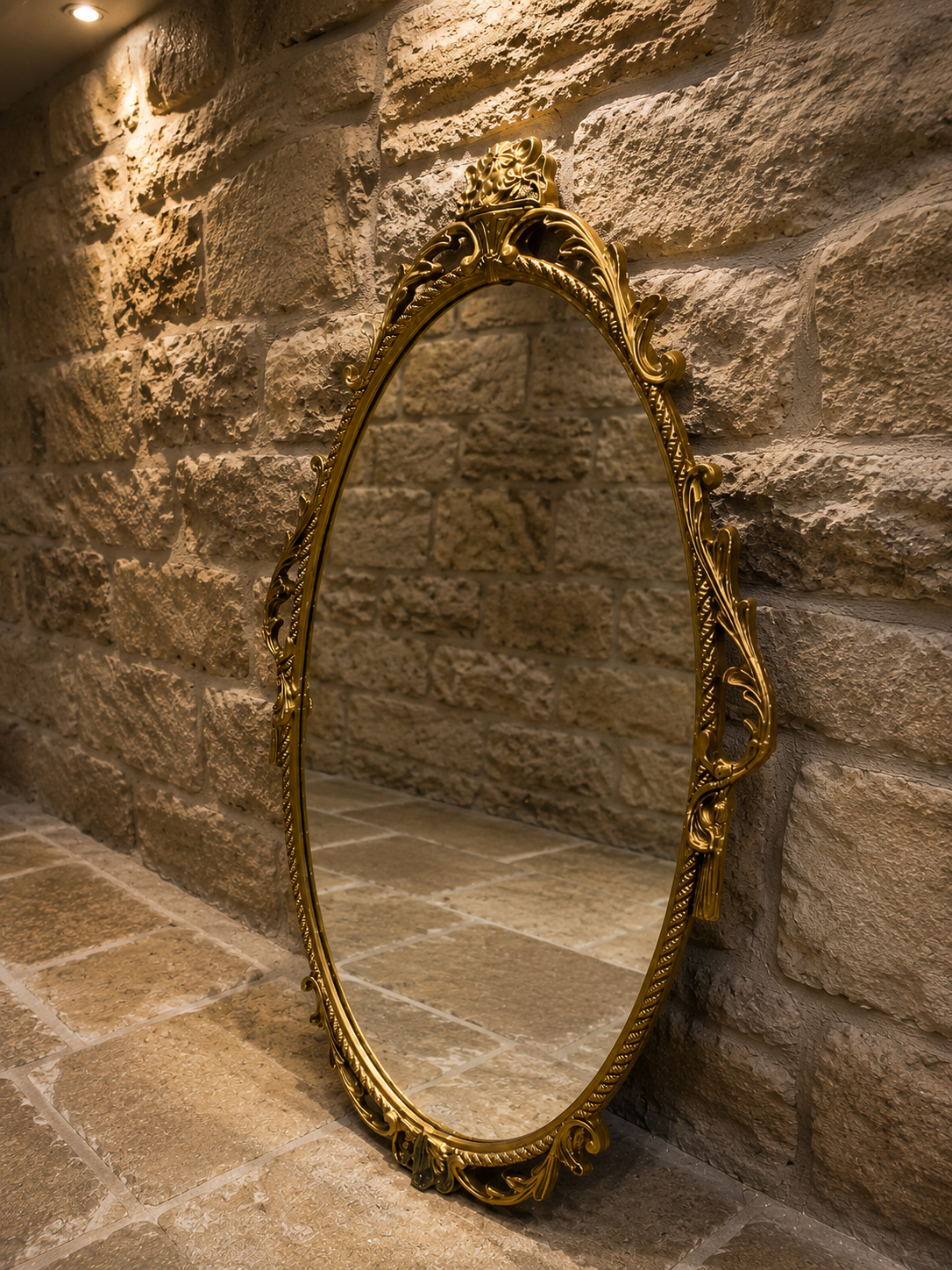Large Ornate Gilt Rococo Revival Oval Wall Mirror – Victorian Style French Louis XV Decorative Gold Mirror