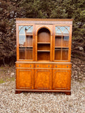 Large Georgian Style Burr Wood Display Cabinet – Glazed Bookcase Dresser