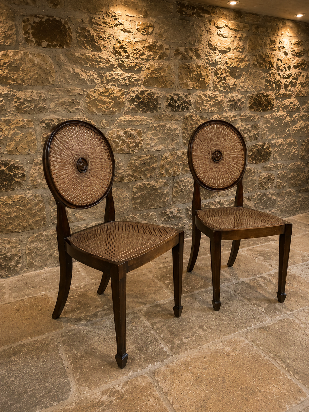 Pair of Antique Mahogany Bergère Cane Chairs – Circa 1900–1920