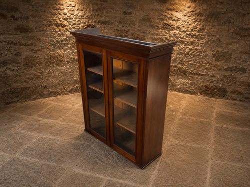 Antique Late Victorian Mahogany Glazed Bookcase Display Cabinet c.1900
