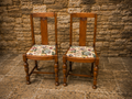 Pair of Vintage Arts & Crafts Oak Dining Chairs – 1920s Rustic English Side Chairs