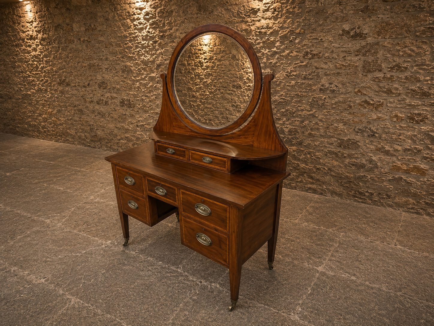 Antique Edwardian Mahogany Dressing Table with Original Swing Mirror c.1910
