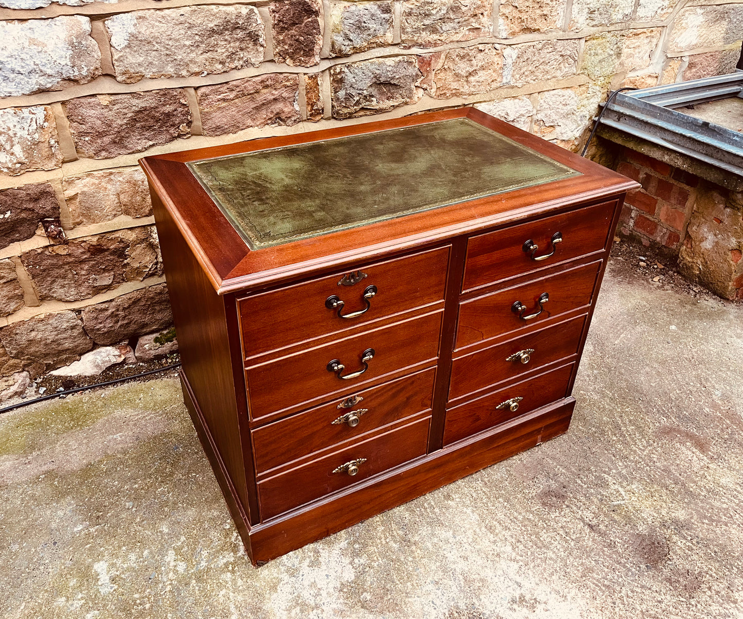 Vintage Mahogany Chest of Drawers with Leather Writing Top