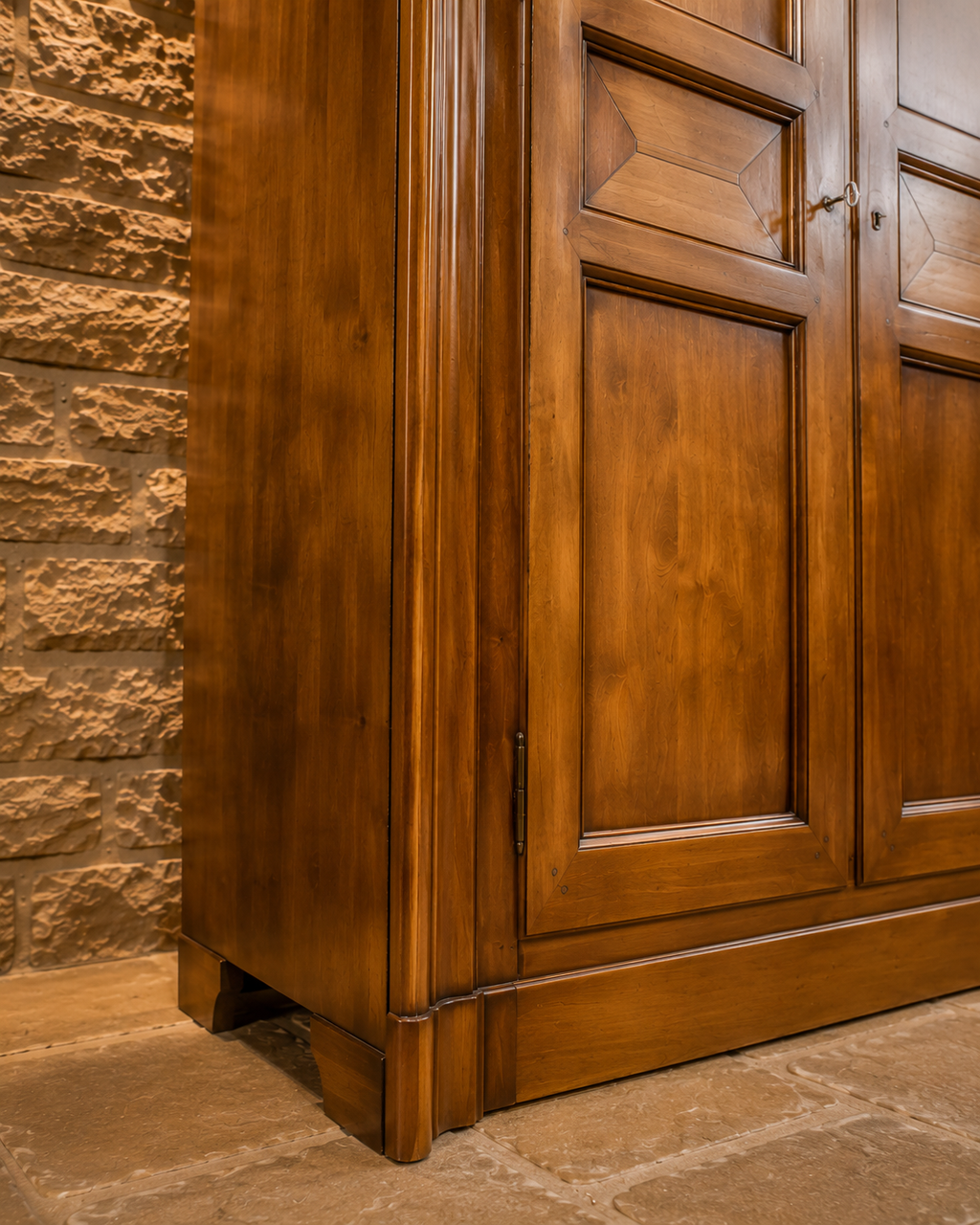 Large Solid Wood Triple Door Wardrobe – French Country Farmhouse Armoire