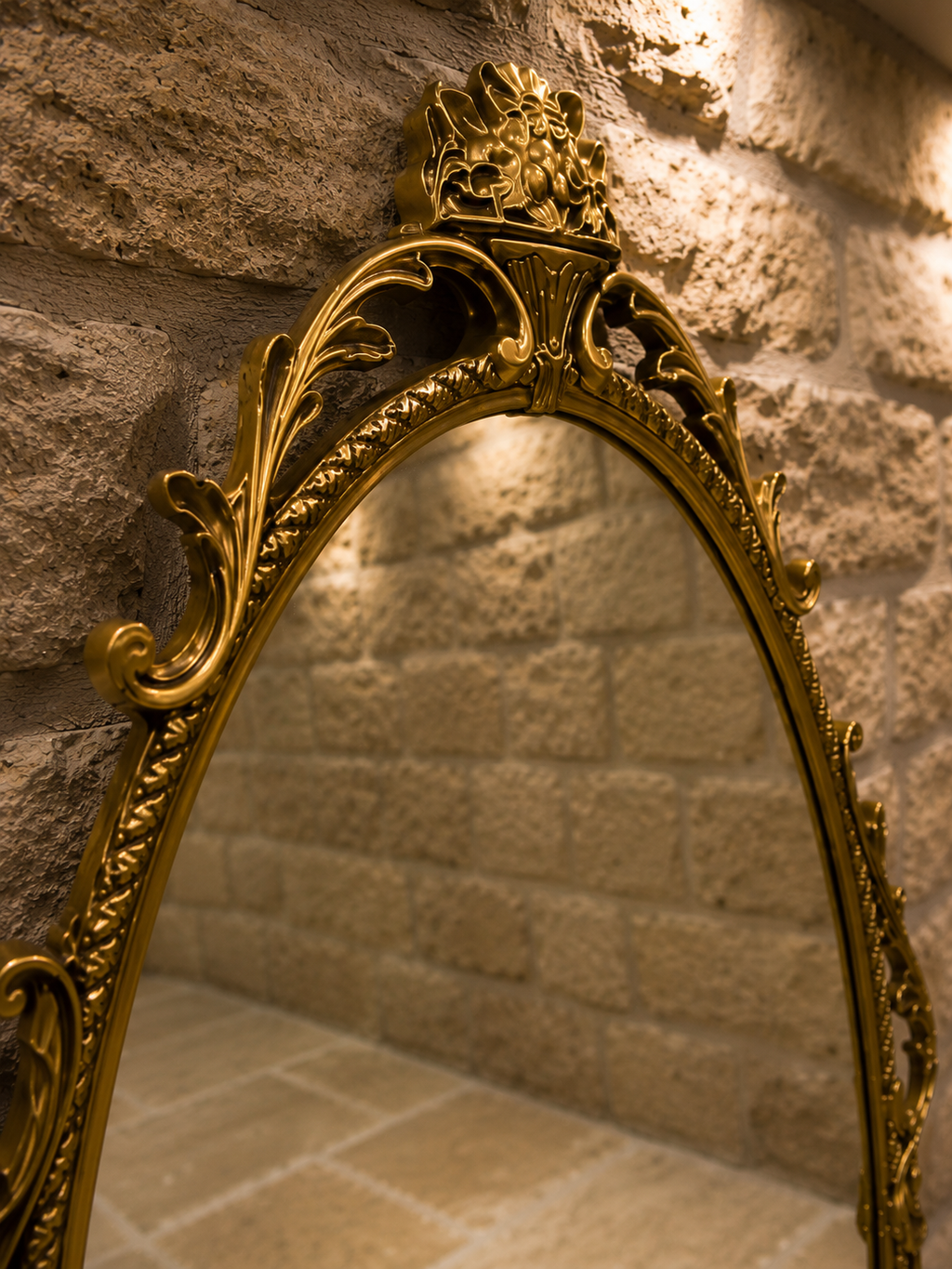 Large Ornate Gilt Rococo Revival Oval Wall Mirror – Victorian Style French Louis XV Decorative Gold Mirror