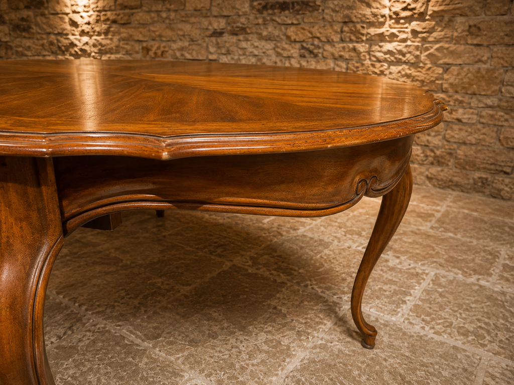Vintage French Provincial Oval Dining Table – Radial Veneered Top c.1930–1950