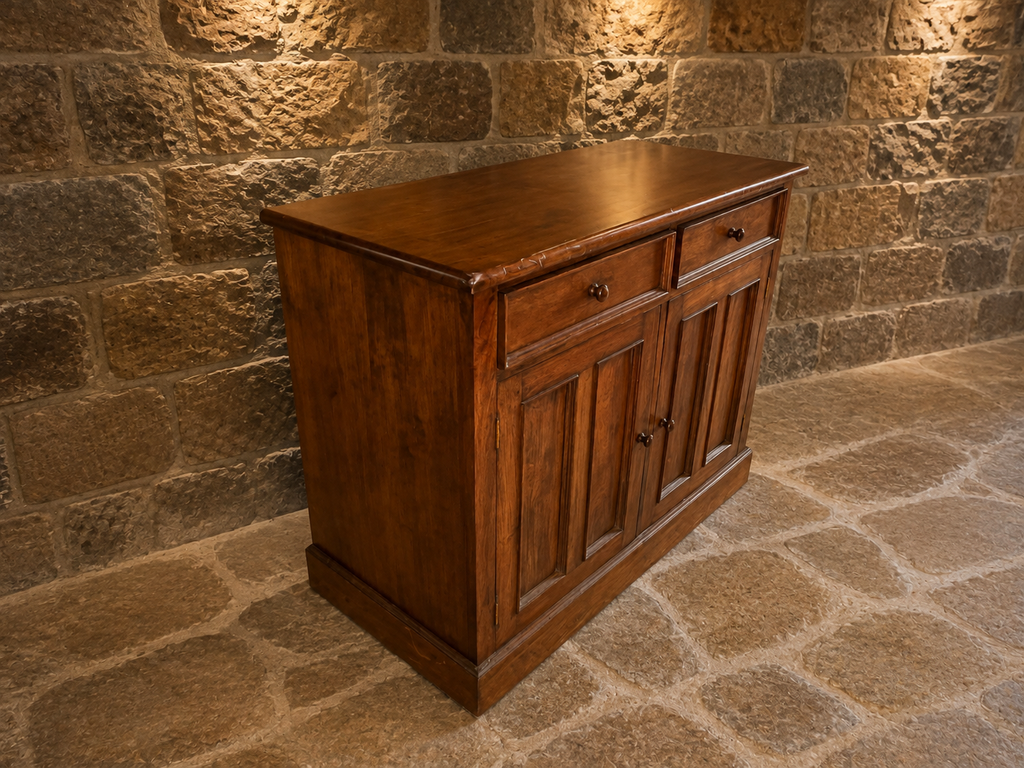 Circa 1890 Victorian Figured Pine Sideboard & Four Door Cupboard