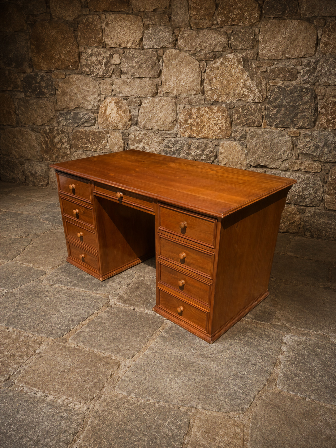 Traditional Georgian Style Twin Pedestal Desk