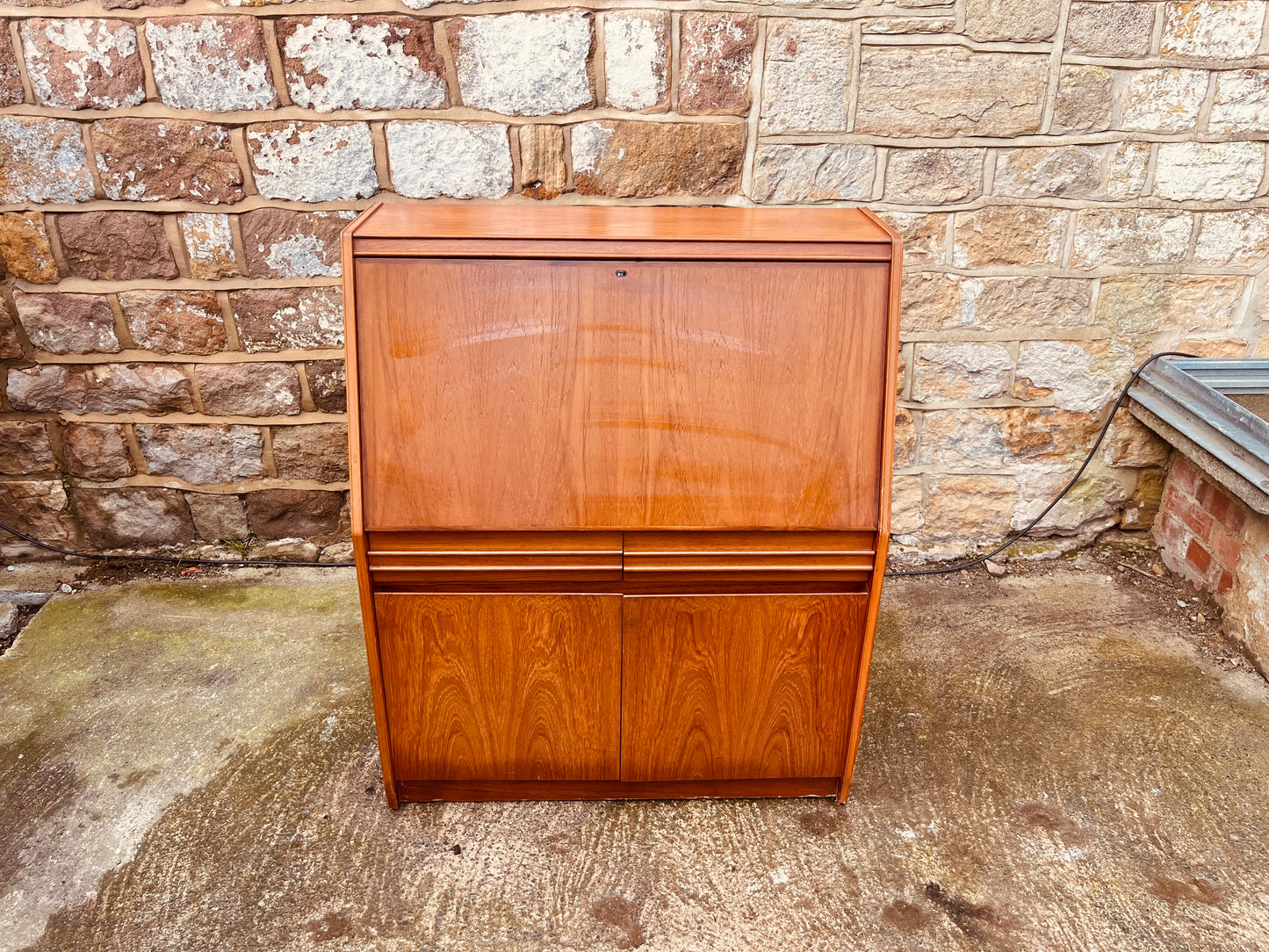 Mid Century Teak Bureau Writing Desk