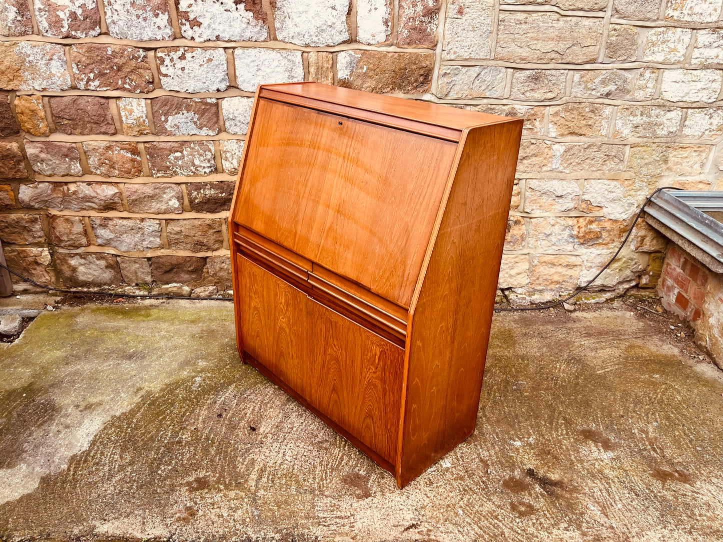 Mid Century Teak Bureau Writing Desk