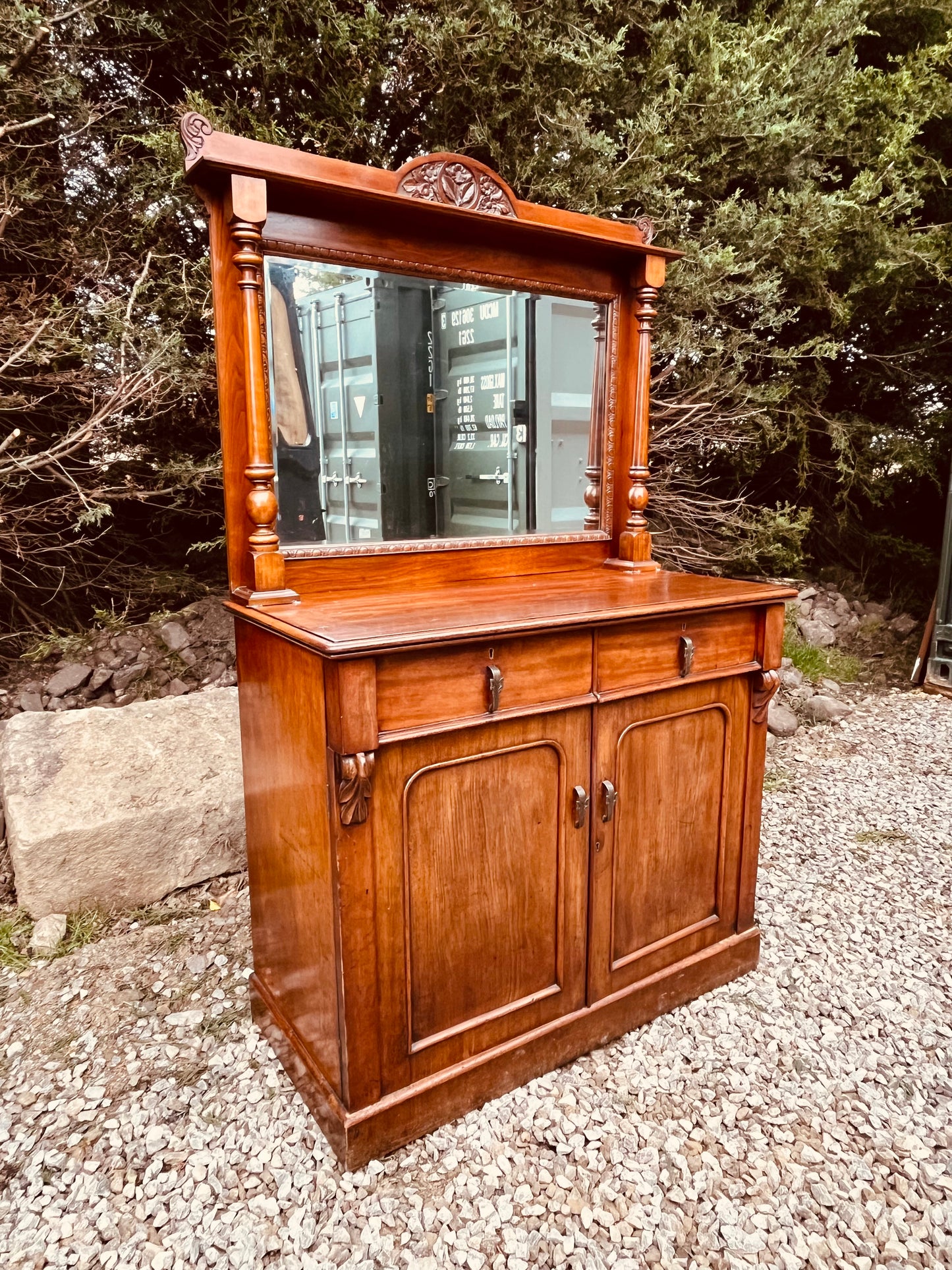 Antique Edwardian Mahogany Sideboard with Mirror Back, Circa 1900