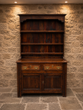 Large Vintage Solid Pine Welsh Dresser – Farmhouse Kitchen Dresser with Open Plate Rack