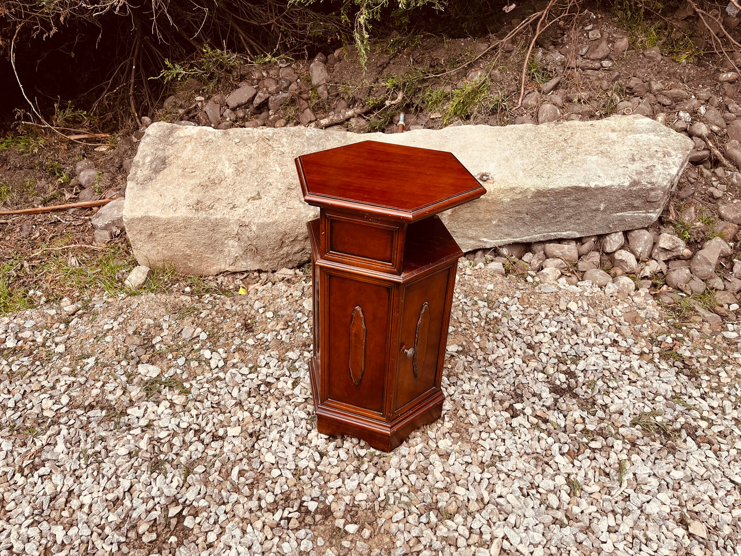 Antique Edwardian Mahogany Hexagonal Telephone Table Cabinet, Circa 1900