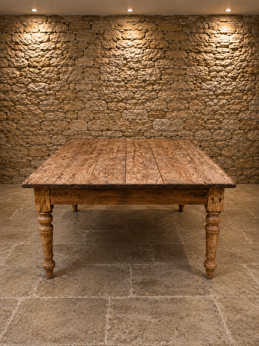 Antique French Farmhouse Pine Dining Table | Large Rustic Country Kitchen Table | Provincial Dining Table | Seats 8–10