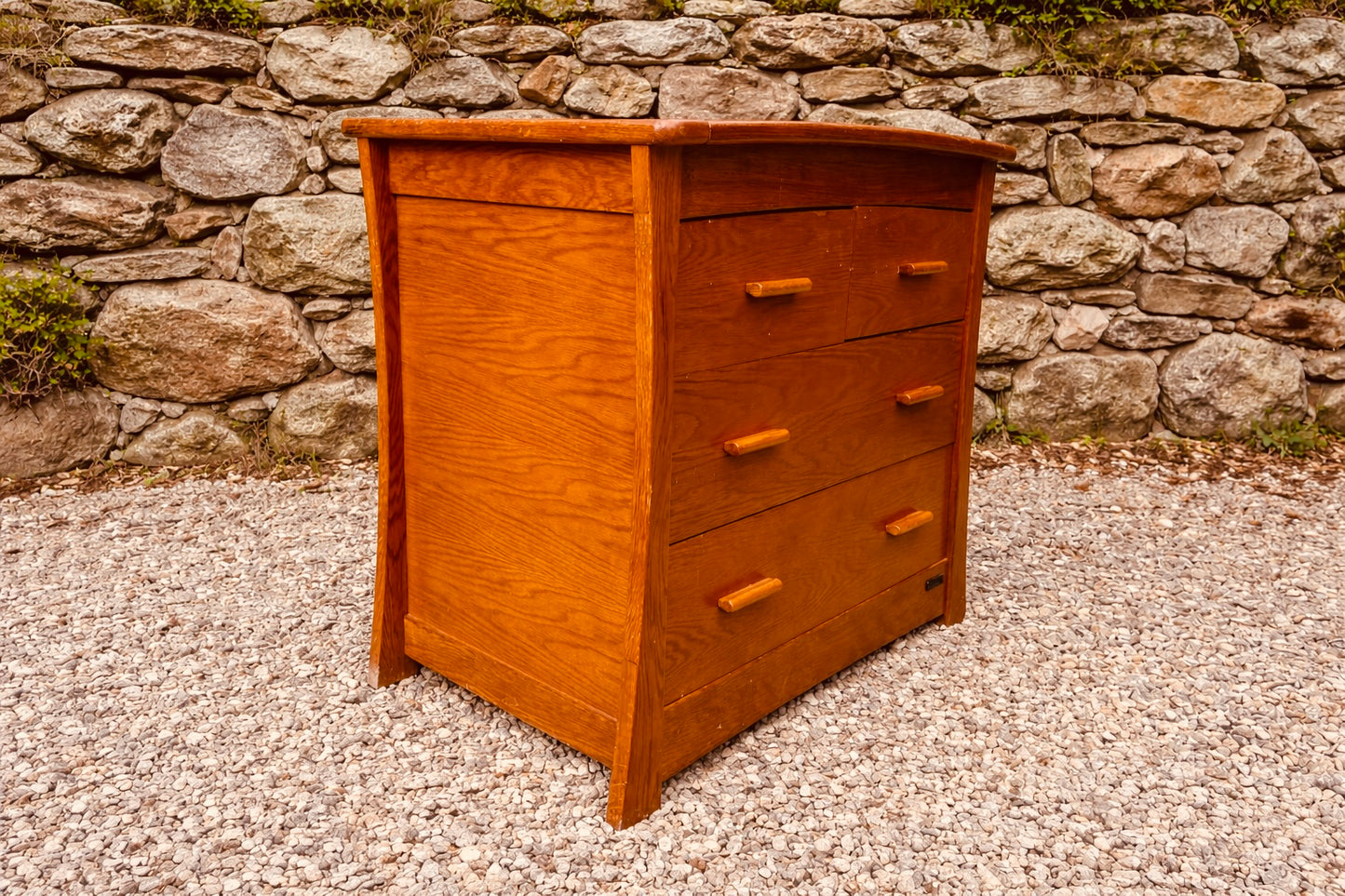 Mid Century Oak Dressing Chest – Compactum Chest of Drawers with Raised Back