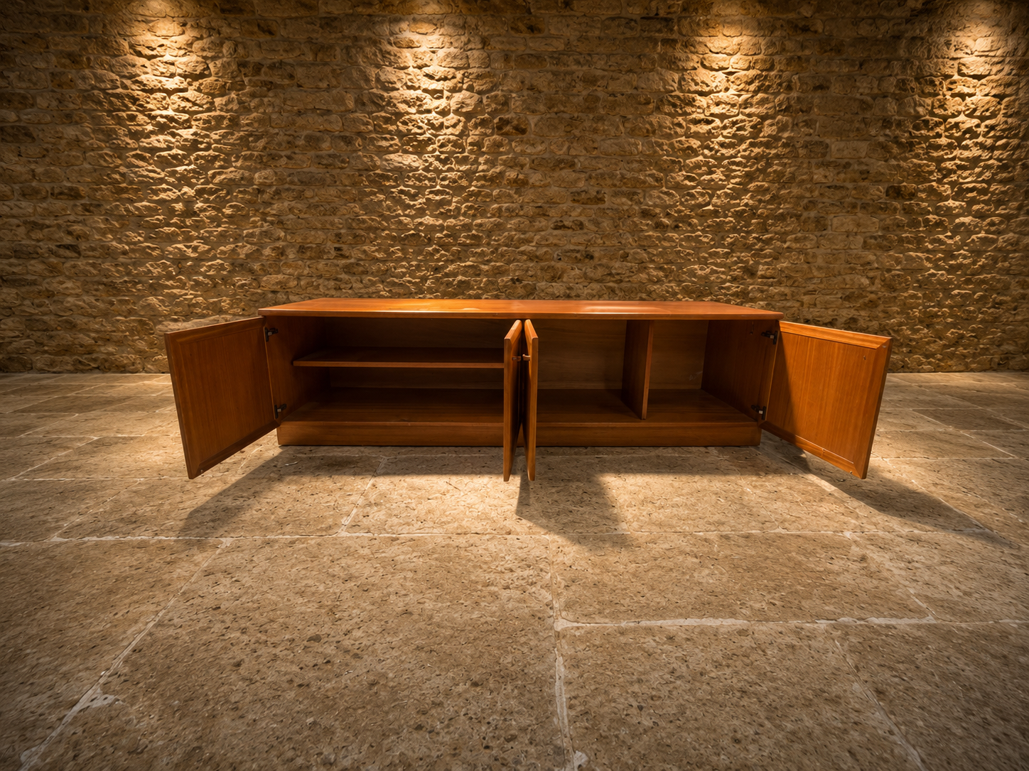 Vintage Mid-Century Modern Teak Sideboard Credenza Media Unit c.1970