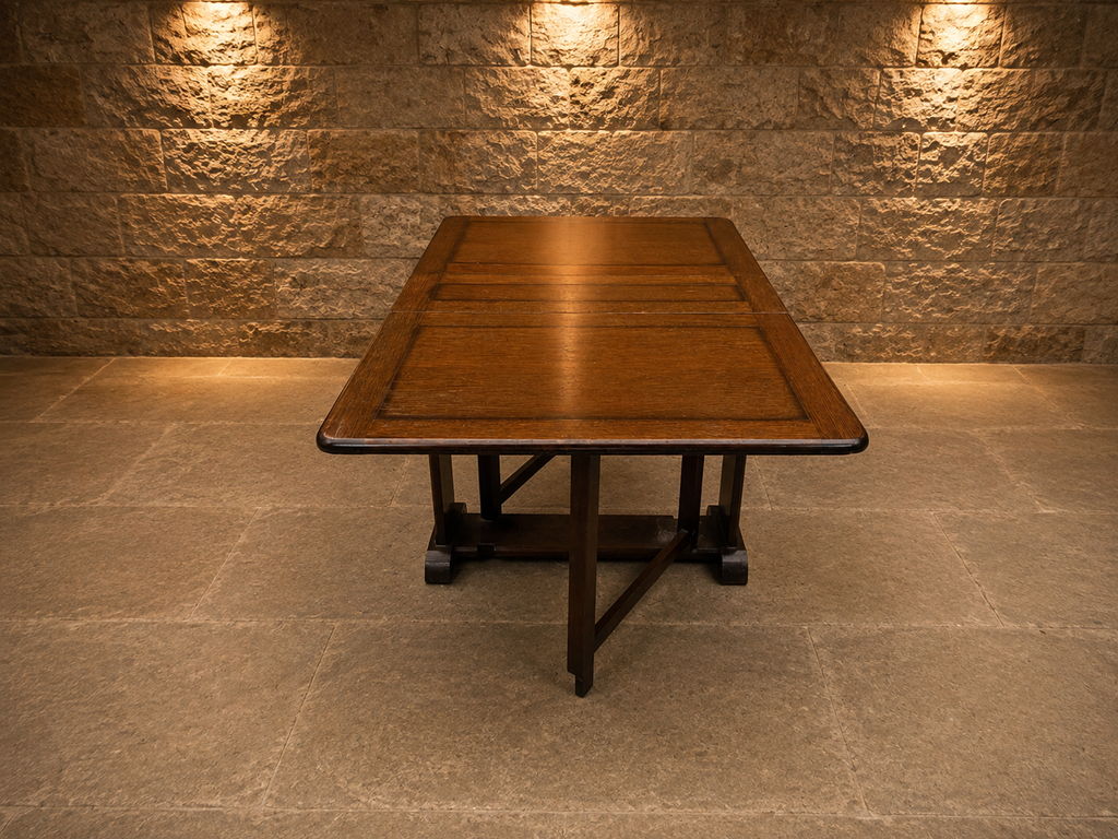 Vintage 1930s Art Deco Oak Drop Leaf Dining Table – Carved Gateleg Table