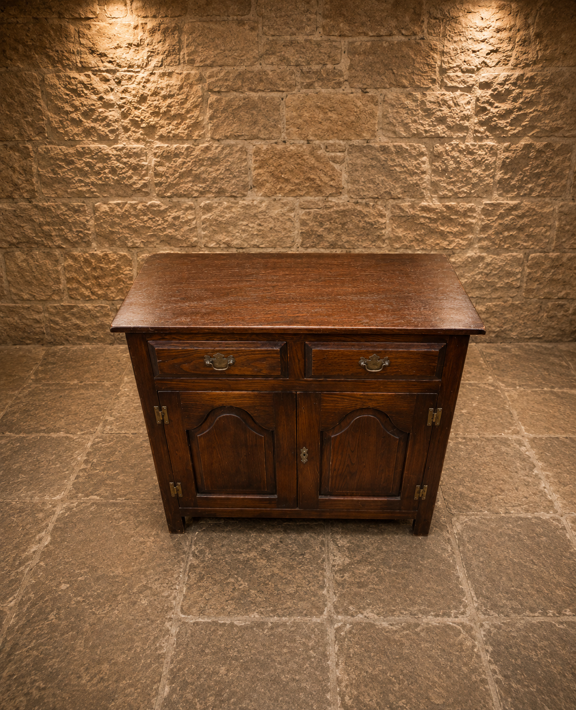 Vintage Solid Oak Jacobean Revival Sideboard