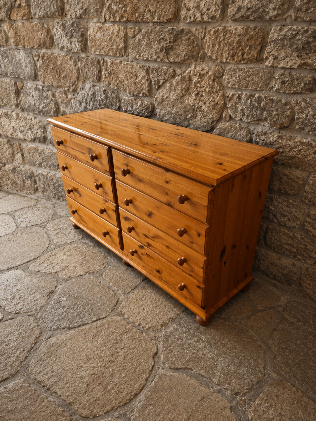Large Solid Pine Farmhouse Chest of Drawers
