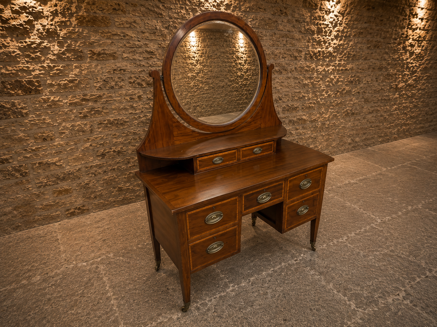 Antique Edwardian Mahogany Dressing Table with Original Swing Mirror c.1910